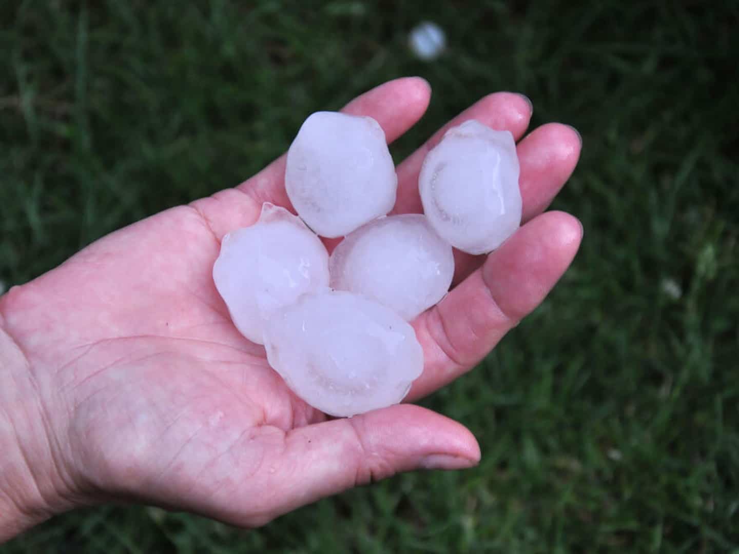 Someone holding a large hailstone